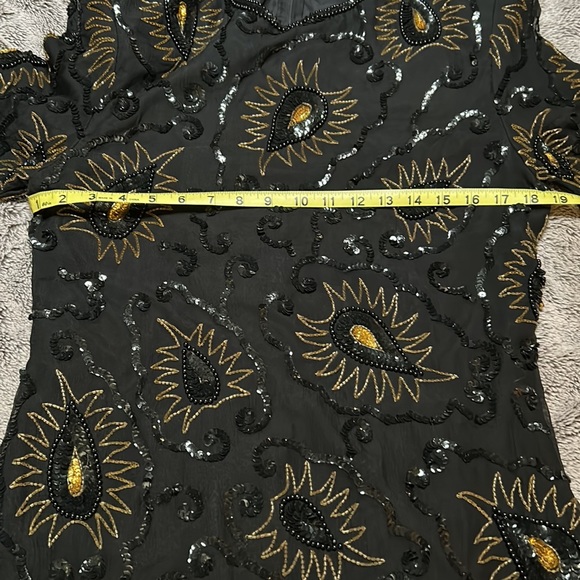 Vintage Black And Gold Sequin Beaded Mini Dress - Picture 13 of 15
